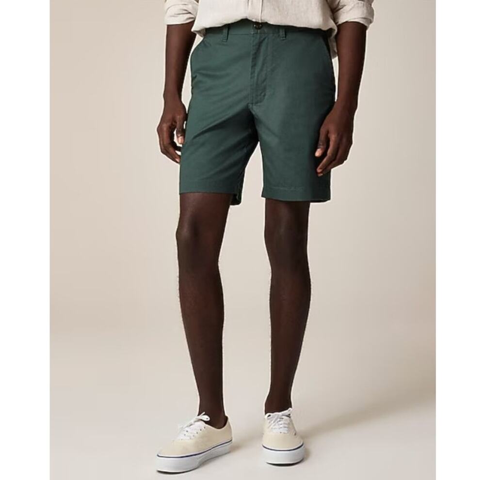 NWT J.CREW Men's Preppy Casual Forest Green 9" Portsider Stretch Chino Shorts 33
